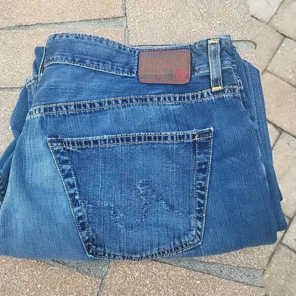 Adriano Goldschmied Men's 38x34 Blue Baggy The Symbol Wide Leg Faded Denim - Picture 2 of 8